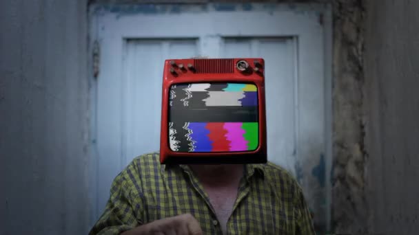Télévision Homme Avec Drapeau Liban Sur Écran Zoom Avant — Video