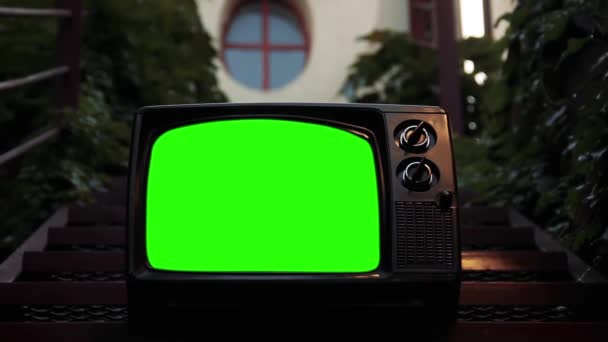 Televisão Vintage Tela Verde Livre Aproxima Você Pode Substituir Tela — Vídeo de Stock