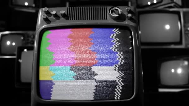 Ρετρό Τηλεόραση Μπαρ Χρώμα Ντόλι Μαύρο Και Άσπρο Τόνο — Αρχείο Βίντεο