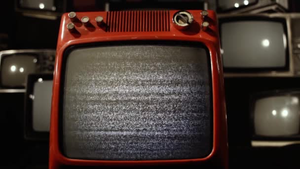 Retro Televisie Zet Green Screen Aan Dolly Naar Binnen Kunt — Stockvideo