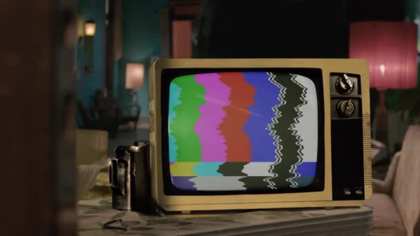 复古电视与彩色杠 Resolution — 图库视频影像