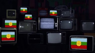 Mapuches ve Retro TV bayrağı. 