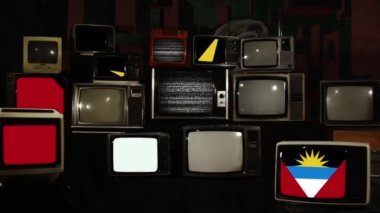 Antigua, Barbuda ve Retro TV bayrağı. Yakınlaştır.  