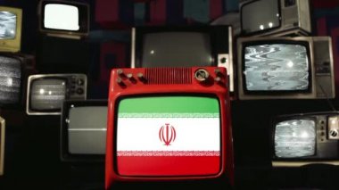 İran Bayrakları ve Retro TV 'ler. 