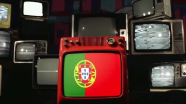 Portekiz ve Eski Retro TV bayrağı.  