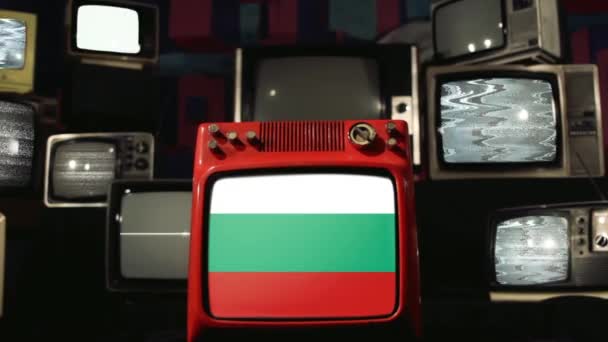 Banderas Bulgaria Televisores Retro — Vídeos de Stock