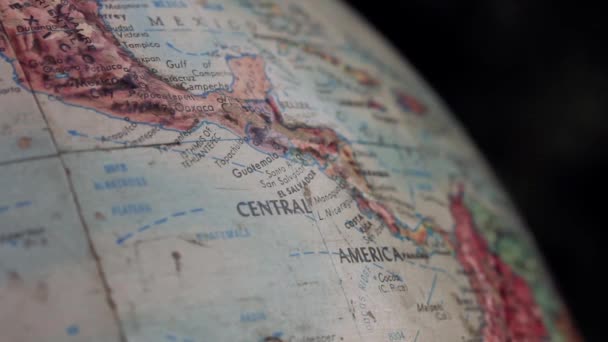 Central America Map Old Vintage Globe Map Inglés Cerca Ampliar — Vídeo de stock