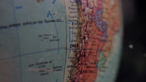 Map Chile Old Earth Globe Map Close — Stock Video