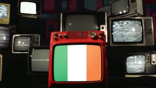 アイルランドとレトロテレビの旗 — ストック動画