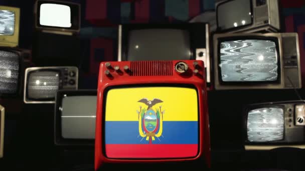 Σημαίες Του Ισημερινού Και Retro — Αρχείο Βίντεο