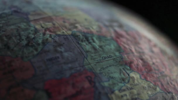 Map Chad Old Vintage Globe Map Close Zoom — Stock Video