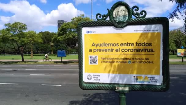 Street Sign Recommendations Buenos Aires Podczas Pandemii Koronawirusowej — Wideo stockowe