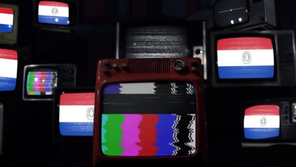 Paraguay Retro Bayrağı — Stok video