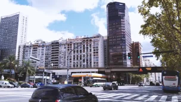 Libertador Avenue Buenos Aires Argentina Během Epidemie Pandemie Covid Rozlišení — Stock video