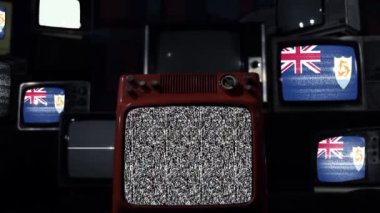 The National Flag of Anguilla, a British Overseas Territory, on Vintage TVs.