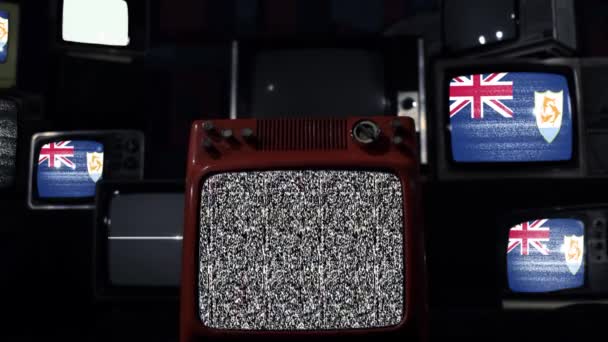 National Flag Anguilla British Overseas Territory Vintage Tvs — Αρχείο Βίντεο