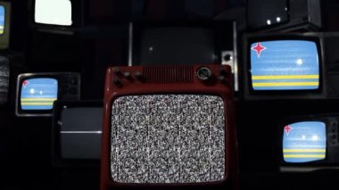 Retro TV 'lerde Aruba bayrağı.  