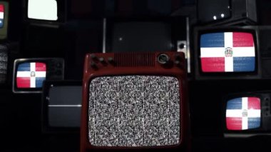 Dominik Cumhuriyeti ve Retro TV Bayrağı.  