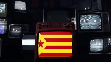 Katalan Kızıl Estelada ve Retro TV bayrağı. 