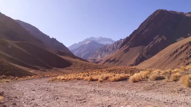 Aconcagua Highest Mountain Americas Highest Asia Andes Mountains Argentina Zoom — Stock Video