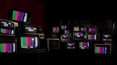 Vintage TV Yığını Renkli Çubukları açıyor. Sepia Tone. 4K Çözünürlüğü.