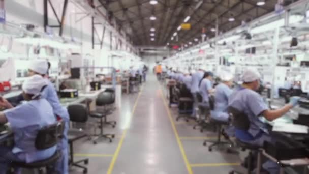 Wazige Werknemers Fabriek — Stockvideo