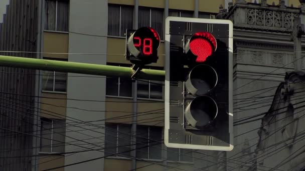 Paz Bolivya Güney Amerika Trafik Işaretinde Kırmızı Işık Kapat — Stok video