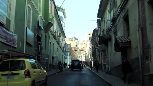 Auto Auf Einer Alten Straße Paz Bolivien — Stockvideo