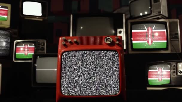 Bandeira Quênia Televisões Vintage Ampliar — Vídeo de Stock