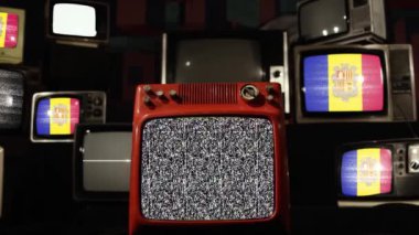 Andorra ve Vintage Televizyonlarının bayrağı. Yakınlaştır.  