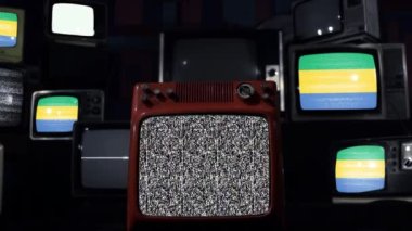 Gabon ve Retro TV bayrağı. Yakınlaştır.  
