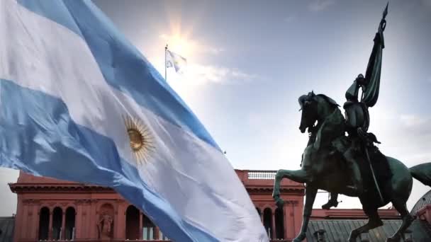 Argentinas Och Casa Rosadas Flagga Buenos Aires Argentina — Stockvideo