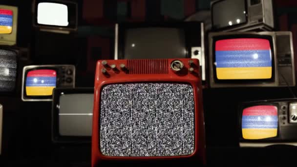 Armeniens Och Vintage Televisions Flagga Zooma — Stockvideo