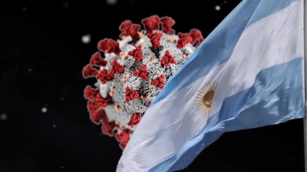 Флаг Аргентины Covid Коронавирус Глобальной Пандемии — стоковое видео