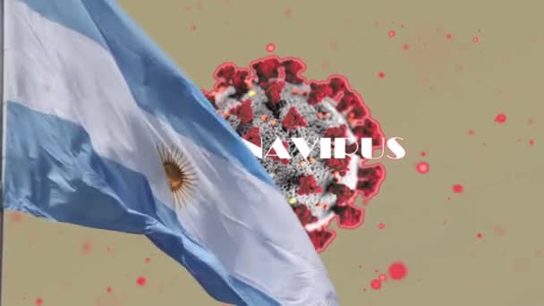 Bandiera Dell Argentina Covid Concetto Pandemia Globale Coronavirus — Video Stock