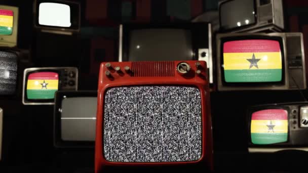 Bandeira Gana Retro Tvs Ampliar — Vídeo de Stock