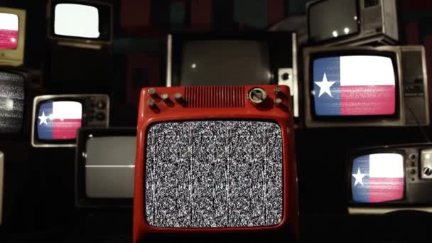 Flagga Delstaten Texas Usa Och Vintage Televisions Zooma — Stockvideo