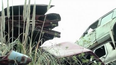 Buenos Aires, Arjantin 'deki Araba Mezarlığı' nda Araba Kazaları.  