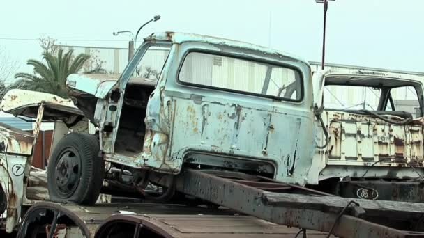 Zniszczone Ciężarówki Złomowisku Niedaleko Buenos Aires Argentyna — Wideo stockowe