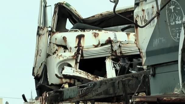 Κατεστραμμένα Φορτηγά Μια Μάντρα Κοντά Στο Μπουένος Άιρες Της Αργεντινής — Αρχείο Βίντεο