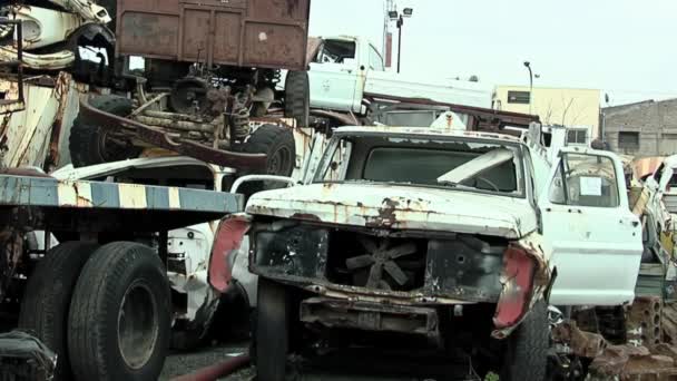 Autowracks Auf Einem Schrottplatz Der Nähe Von Buenos Aires Argentinien — Stockvideo