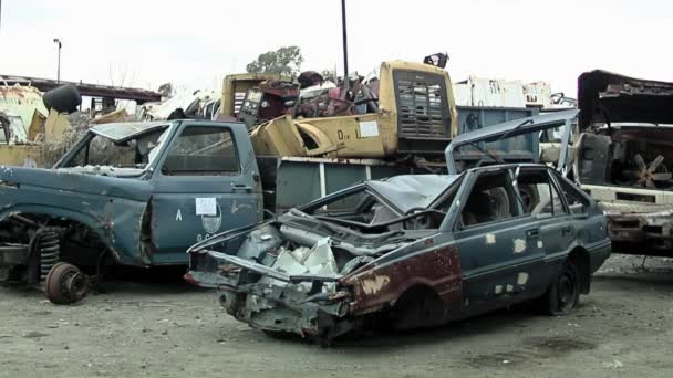 Wrecked Vehicles Scrapyard Buenos Aires Argentina — Stock Video