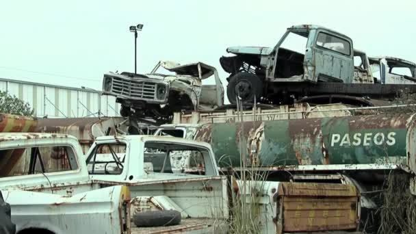 Wrecked Vehicles Scrapyard Buenos Aires Argentina — 图库视频影像