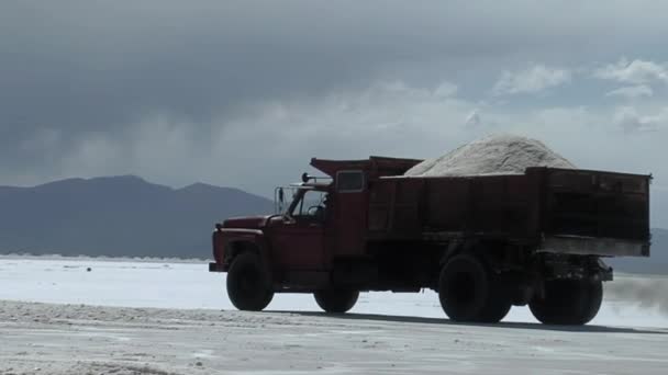 Old Truck Utilizzato Trasporto Del Sale Salinas Grandes Salt Flat — Video Stock