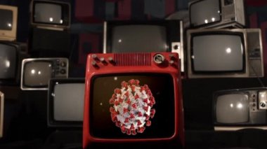 Ekranda Covid-19 ile Retro TV. 