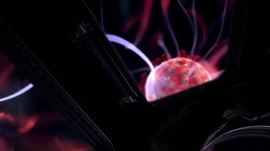Bir uzay gemisinden göründüğü gibi plazma topunda Coronavirus. NASA tarafından desteklenen bu videonun elementleri.  