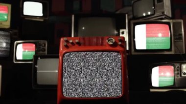 Madagaskar ve Vintage Televizyon bayrağı. Yakınlaştır. 