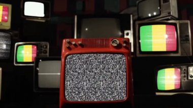 Mali ve Vintage Televizyon bayrağı. Yakınlaştır. 