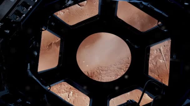 Raumstation Fliegt Über Den Planeten Mars Elemente Dieses Von Der — Stockvideo