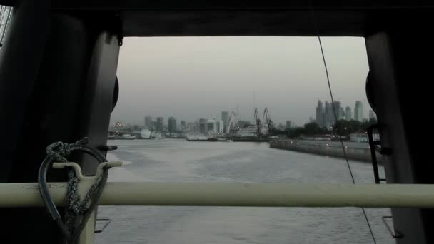 Gemi Buenos Aires Limanı Ndan Şafak Arjantin Güney Amerika Ayrılıyor — Stok video